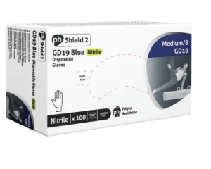 Shield Powder-Free Nitrile Gloves Medium Blue (Pack of 100)