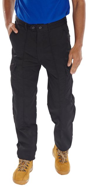 BLACK POLYCOTTON TROUSERS
