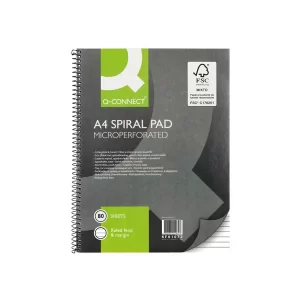Q-Connect Ruled Margin Spiral Soft Cover Notebook 160 Pages A4 (5 Pack) KF01072