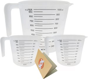 3pk Plastic Measuring Jugs - Plastic Jug with Measuring Scale & Easy Pour - 1 Litre - Lightweight and Heavy Duty