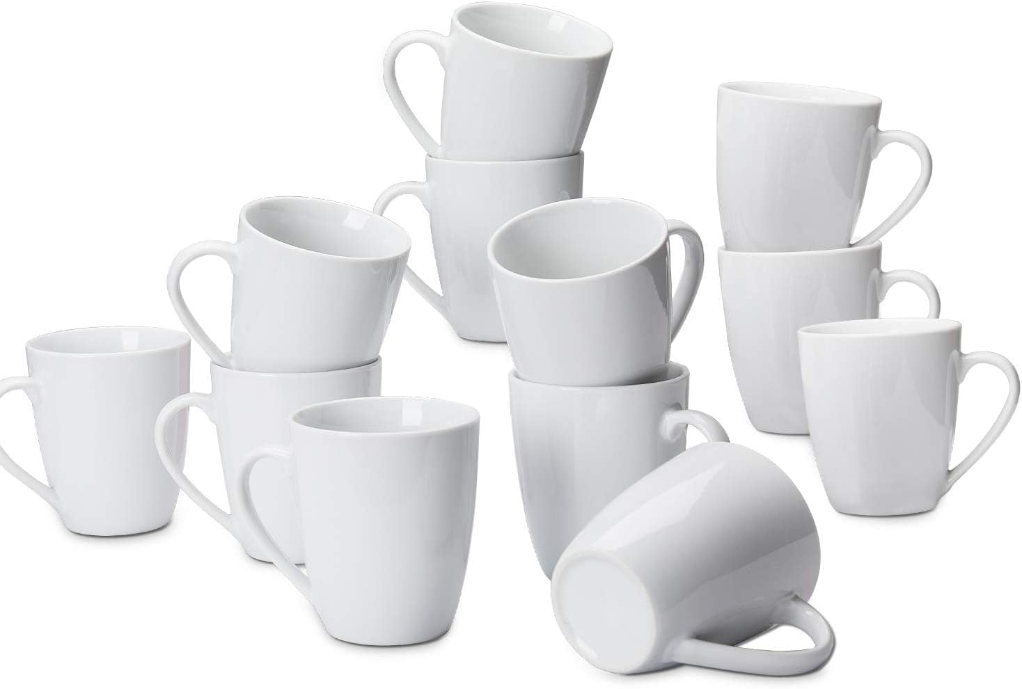 Basics Coffee Mug Set, 12 count Porcelain, 355 ml, White